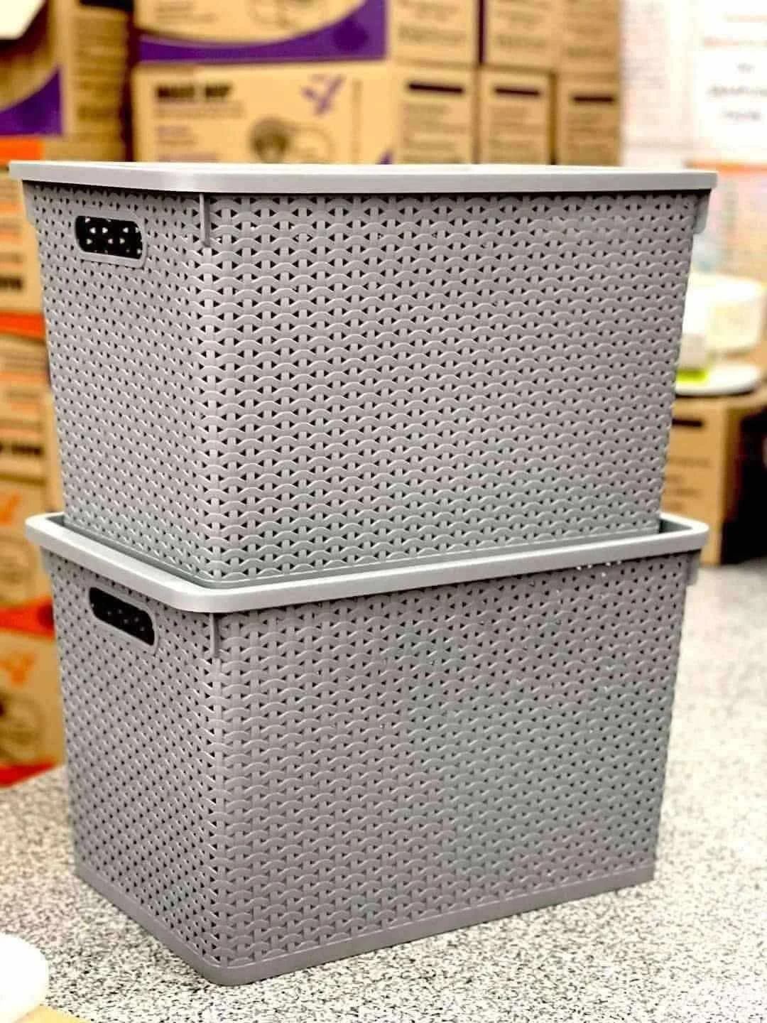 [SAT]*2 GRAY RATTAN STORAGE
