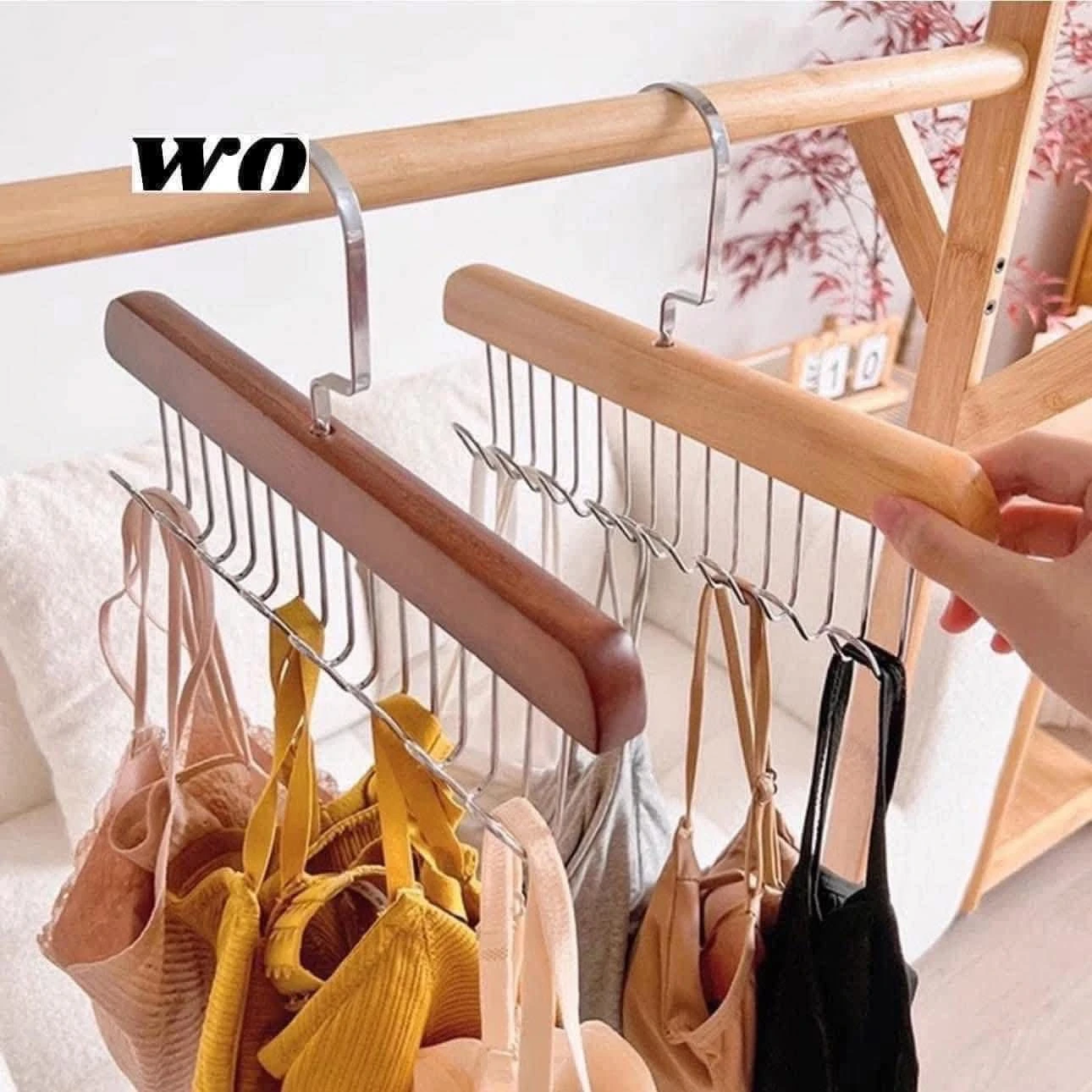 [WED]*10 HOOKS WOOD HANGER
